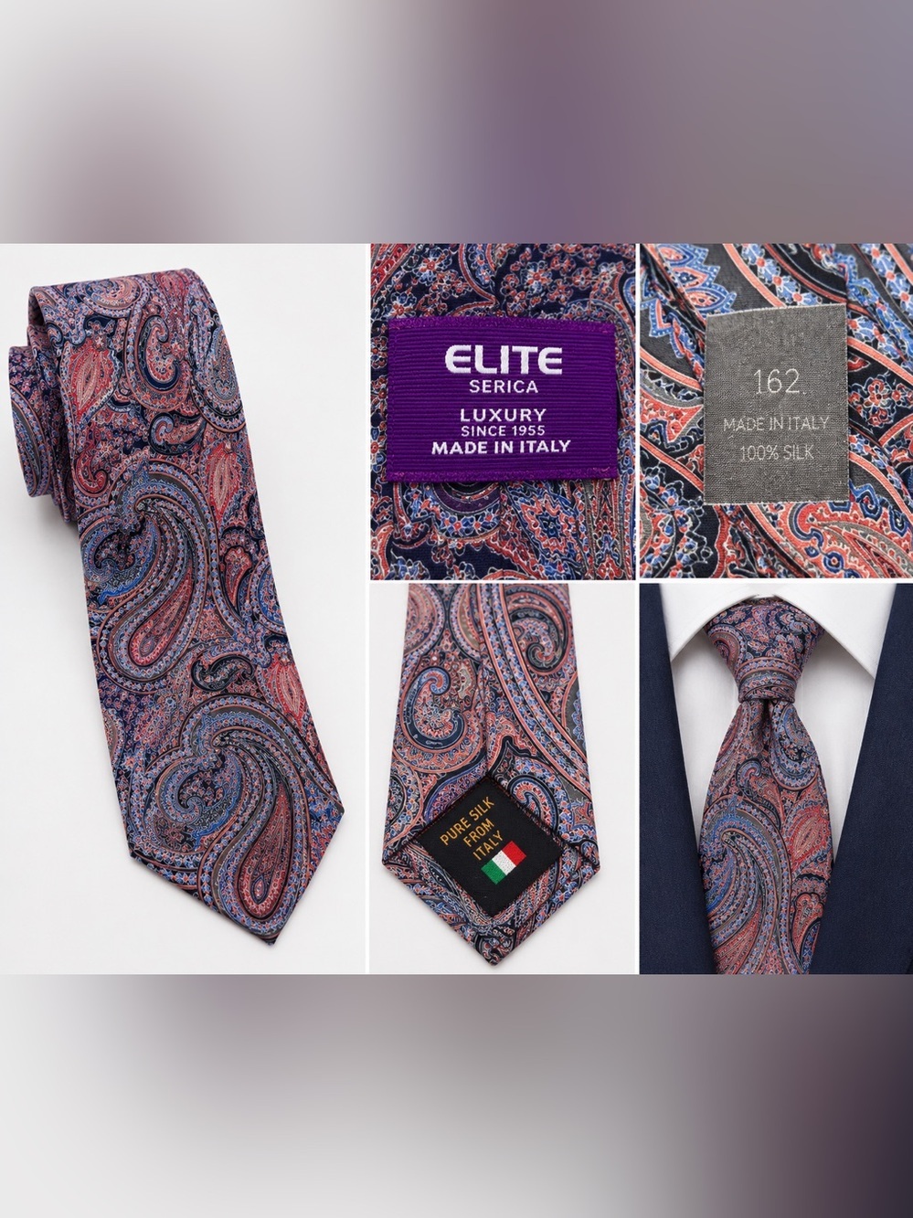 Elite Serica Luxury Italian Silk Paisley Tie | Made in Italy